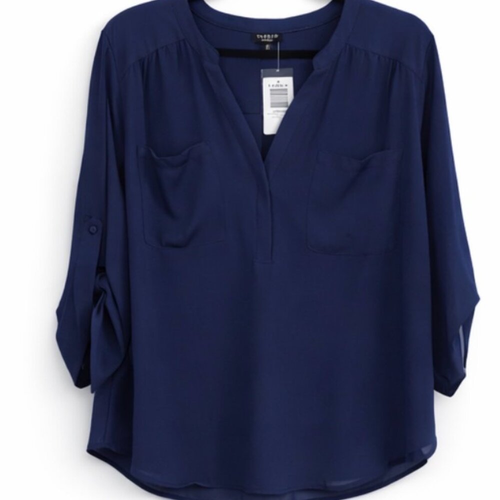 Torrid Harper Blouse Size 2 NWT Navy Blue Pullover Top 💙✨